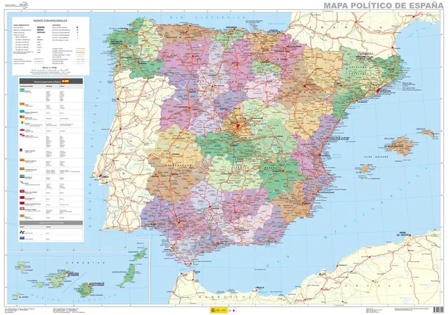 Mapa político de España 1:1.125.000 del Instituto Geográfico Nacional (edición 2015)