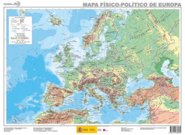 Mapa físico-político de Europa 1:13.725.000 del Instituto Geográfico Nacional (edición 2016)