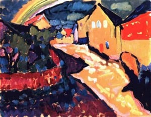 Peinture - Kandinsky - Murnau With Rainbow 1909