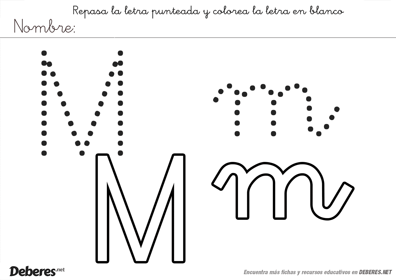 Ficha para colorear de la letra M