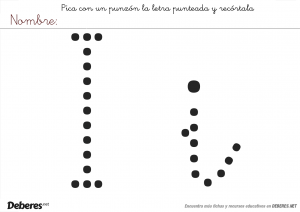 Ficha para picar y recortar la letra I