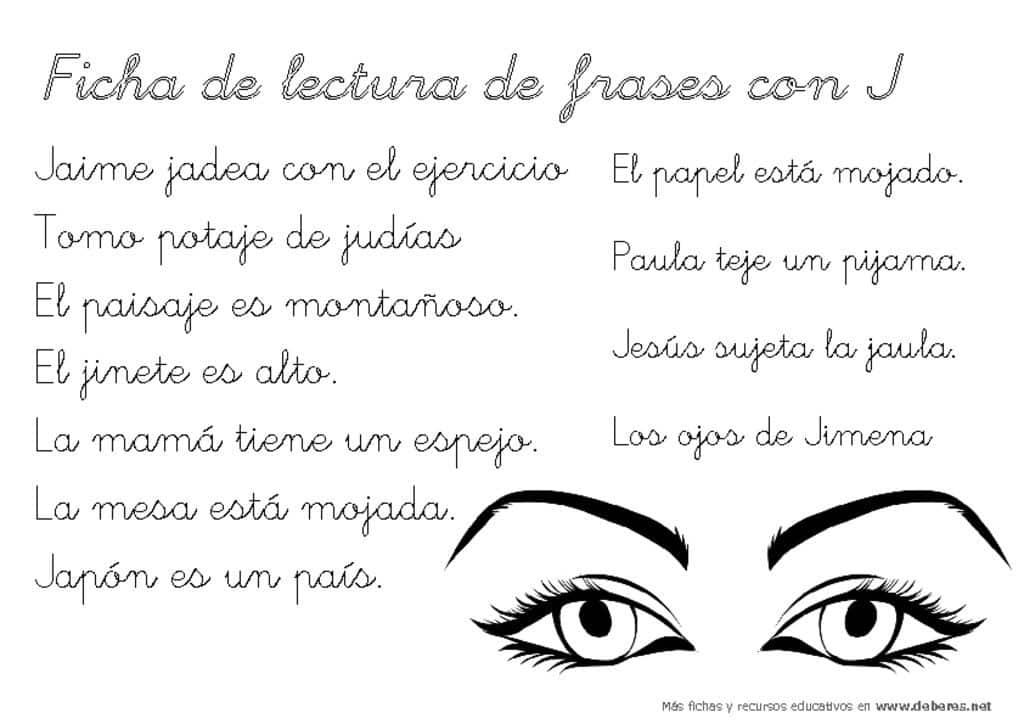 thumbnail of Ficha de lectura de frases con J