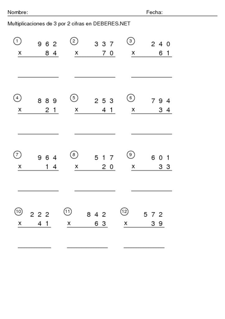 thumbnail of Fichas – Multiplicaciones de 3 por 2 cifras