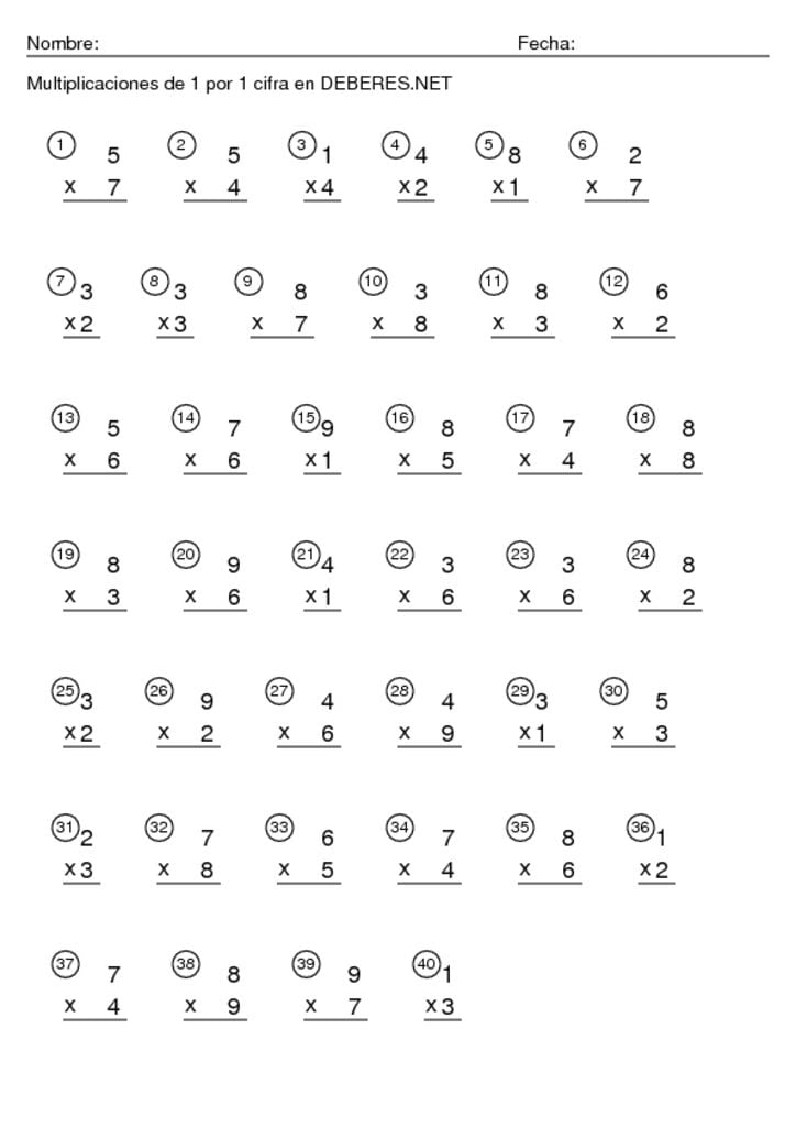 thumbnail of Multiplicaciones de 1 por 1 cifra – 4