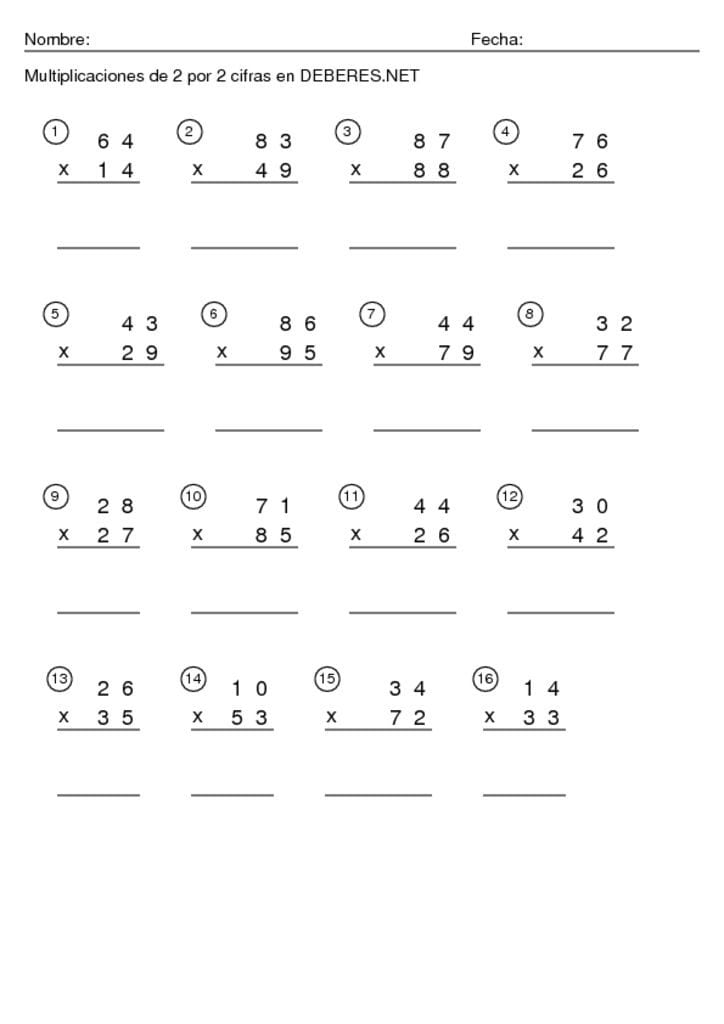 thumbnail of Multiplicaciones de 2 por 2 cifras 2