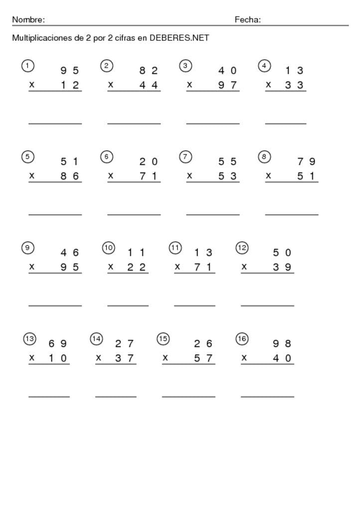 thumbnail of Multiplicaciones de 2 por 2 cifras 7