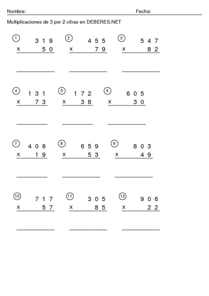 thumbnail of Multiplicaciones de 3 por 2 cifras – 10