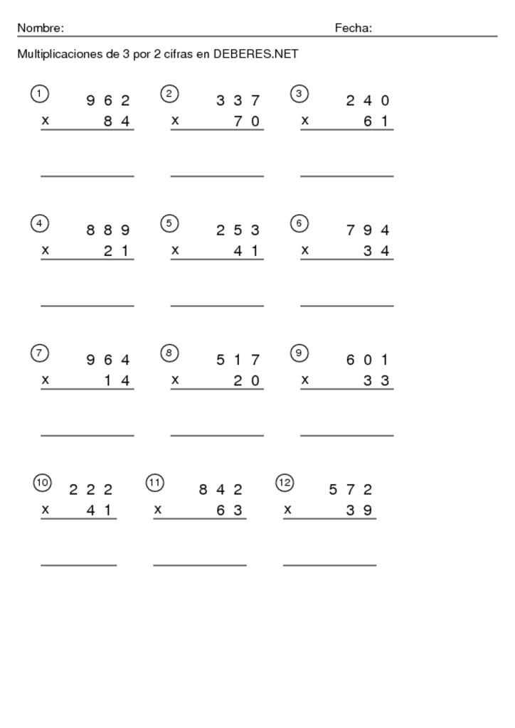 thumbnail of Multiplicaciones de 3 por 2 cifras – 2