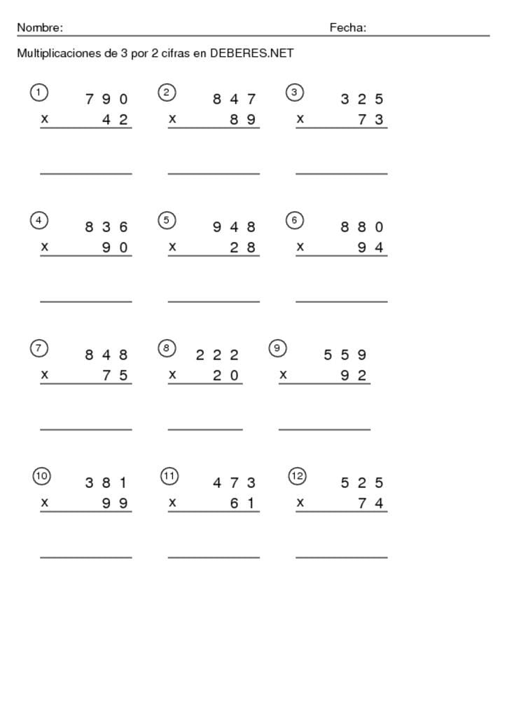 thumbnail of Multiplicaciones de 3 por 2 cifras – 9