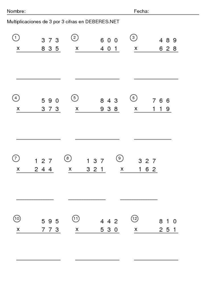 thumbnail of Multiplicaciones de 3 por 3 cifras – 10