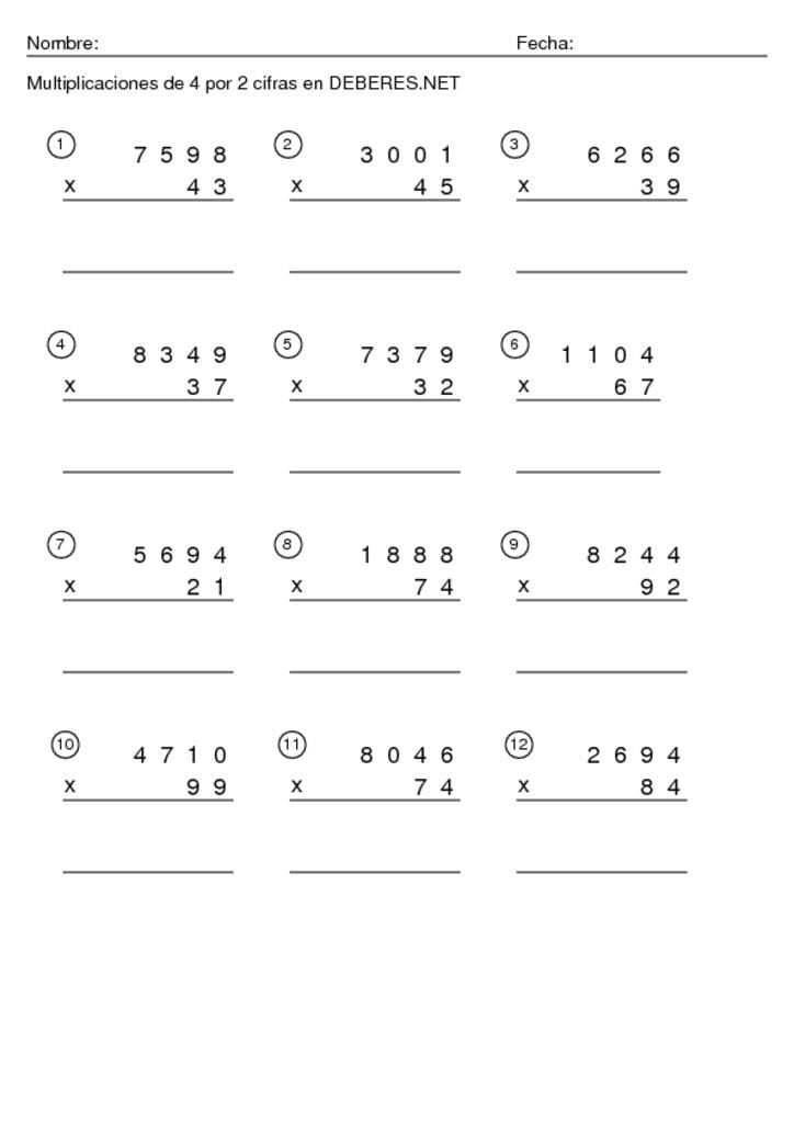 thumbnail of Multiplicaciones de 4 por 2 cifras -4