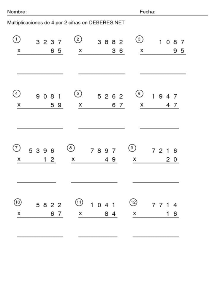 thumbnail of Multiplicaciones de 4 por 2 cifras -6
