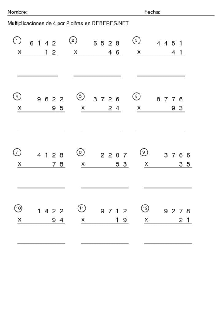 thumbnail of Multiplicaciones de 4 por 2 cifras -9