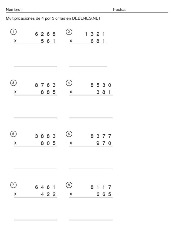 thumbnail of Multiplicaciones de 4 por 3 cifras – 10