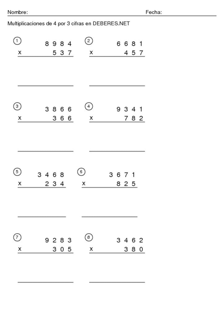 thumbnail of Multiplicaciones de 4 por 3 cifras – 2