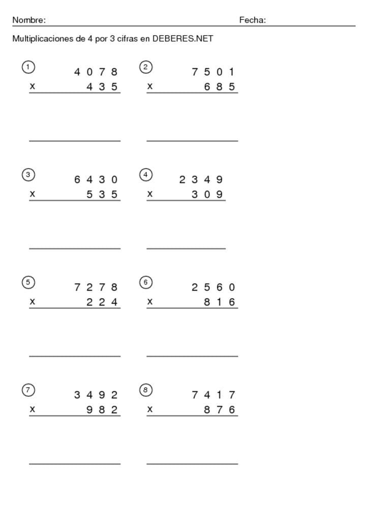 thumbnail of Multiplicaciones de 4 por 3 cifras – 8