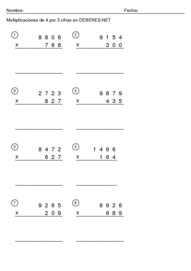 thumbnail of Multiplicaciones de 4 por 3 cifras – 9