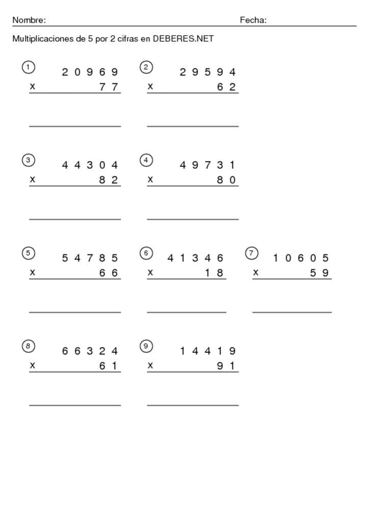 thumbnail of Multiplicaciones de 5 por 2 cifras -2