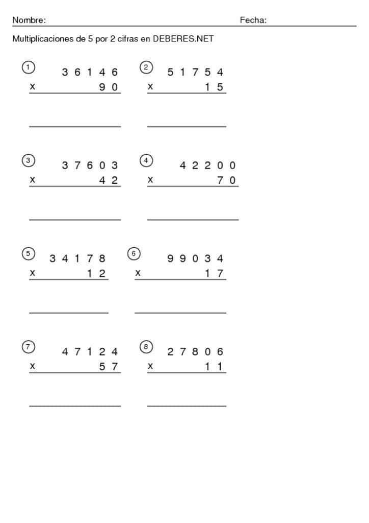 thumbnail of Multiplicaciones de 5 por 2 cifras -3