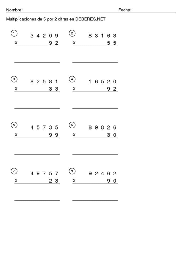 thumbnail of Multiplicaciones de 5 por 2 cifras -7