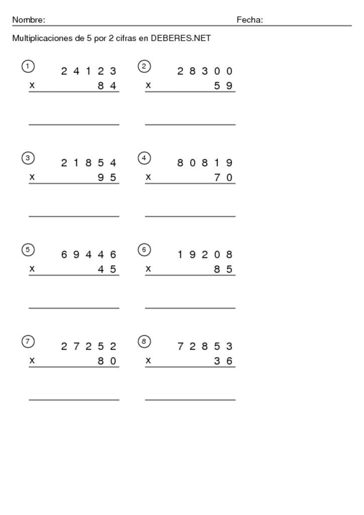 thumbnail of Multiplicaciones de 5 por 2 cifras -9