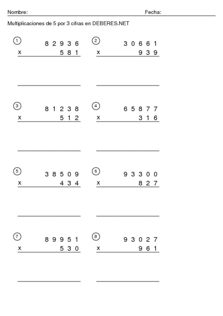 thumbnail of Multiplicaciones de 5 por 3 cifras – 10