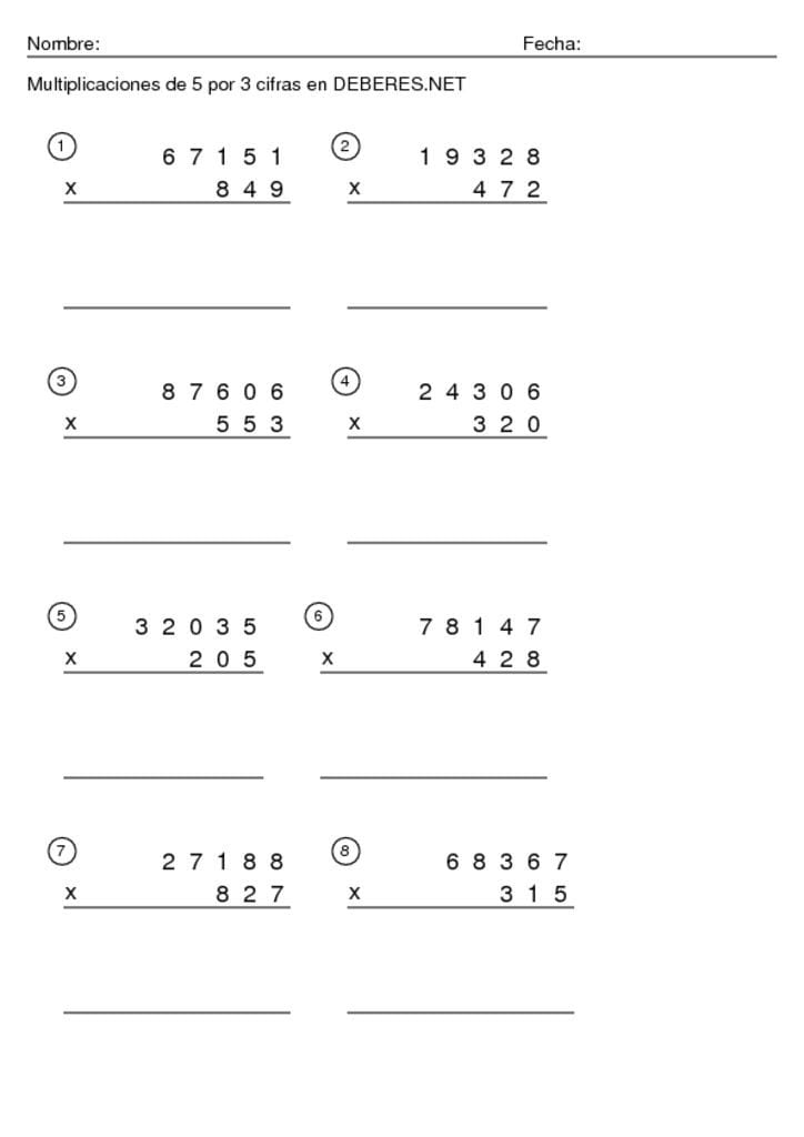 thumbnail of Multiplicaciones de 5 por 3 cifras – 12