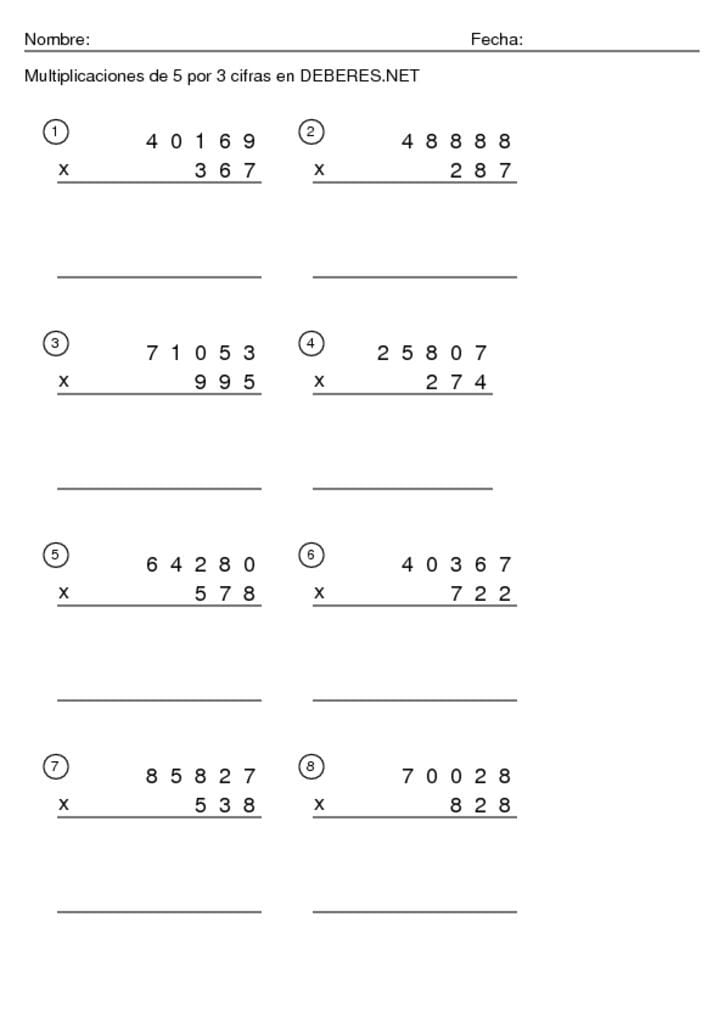 thumbnail of Multiplicaciones de 5 por 3 cifras – 2