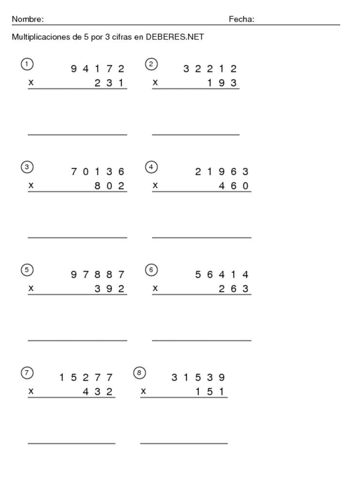 thumbnail of Multiplicaciones de 5 por 3 cifras – 6