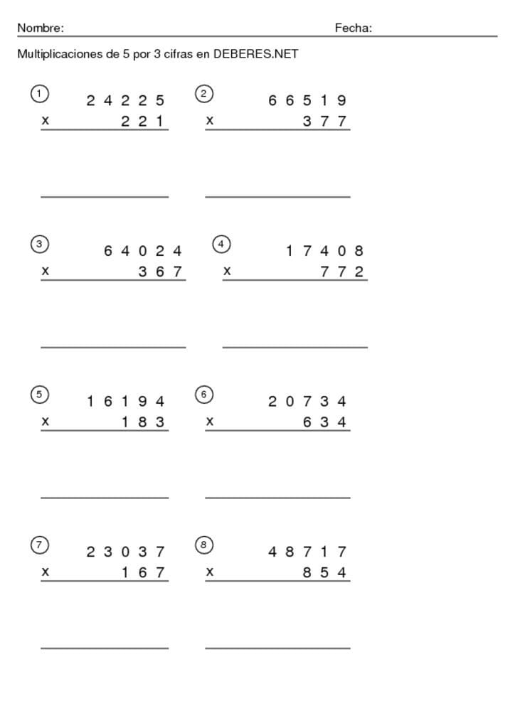 thumbnail of Multiplicaciones de 5 por 3 cifras – 8