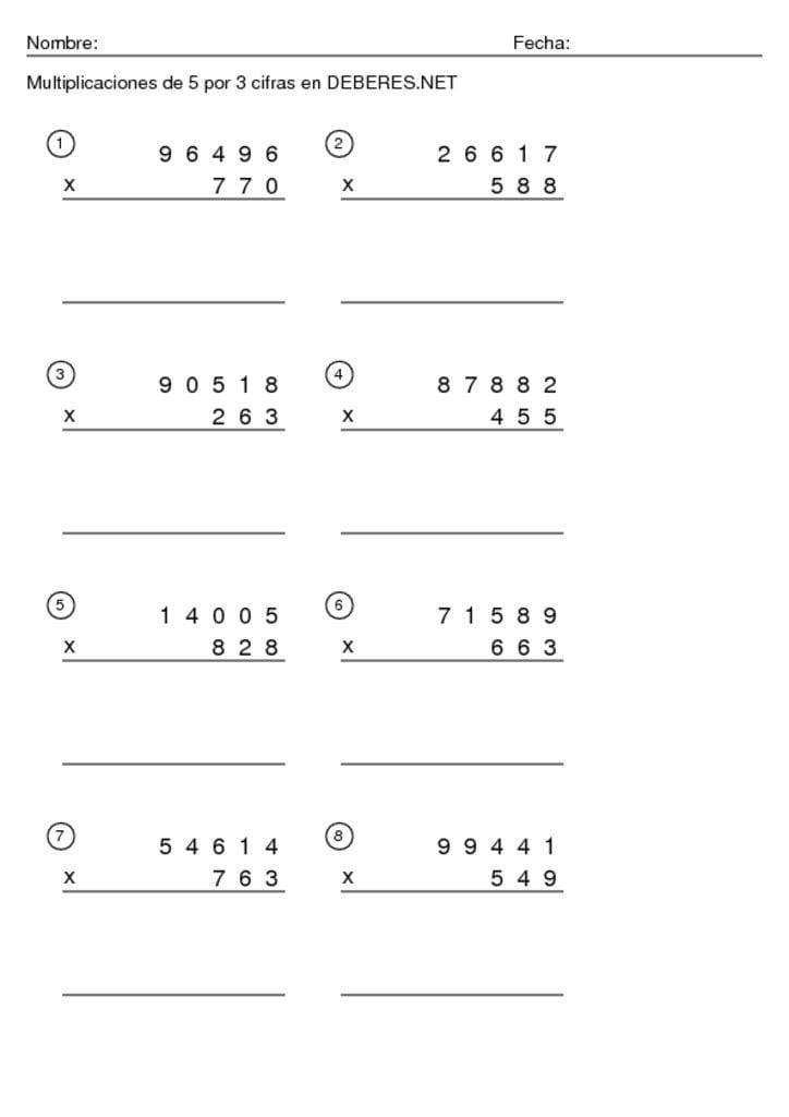 thumbnail of Multiplicaciones de 5 por 3 cifras – 9