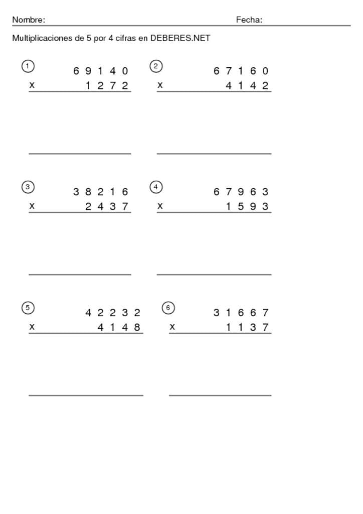 thumbnail of Multiplicaciones de 5 por 4 cifras – 10