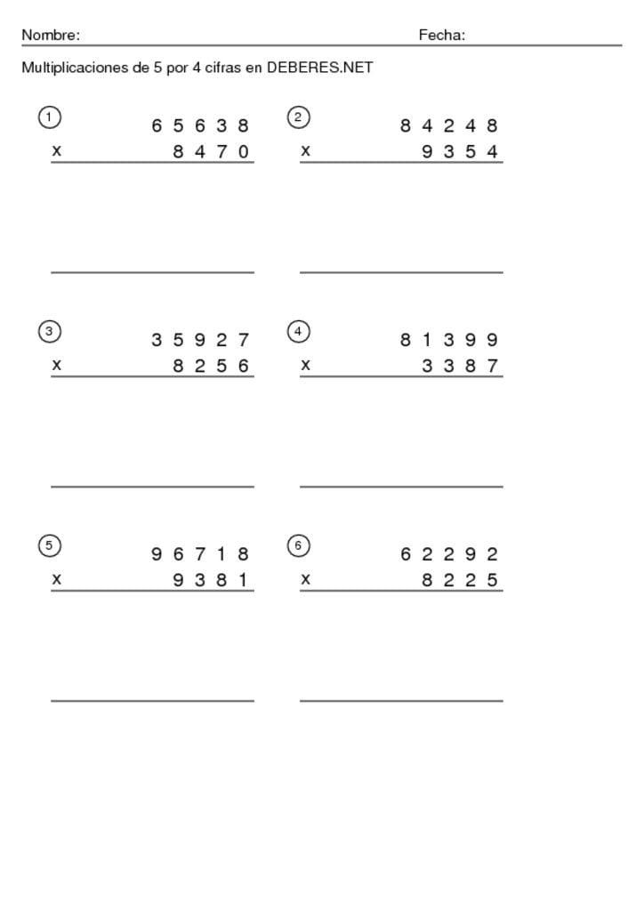thumbnail of Multiplicaciones de 5 por 4 cifras – 14