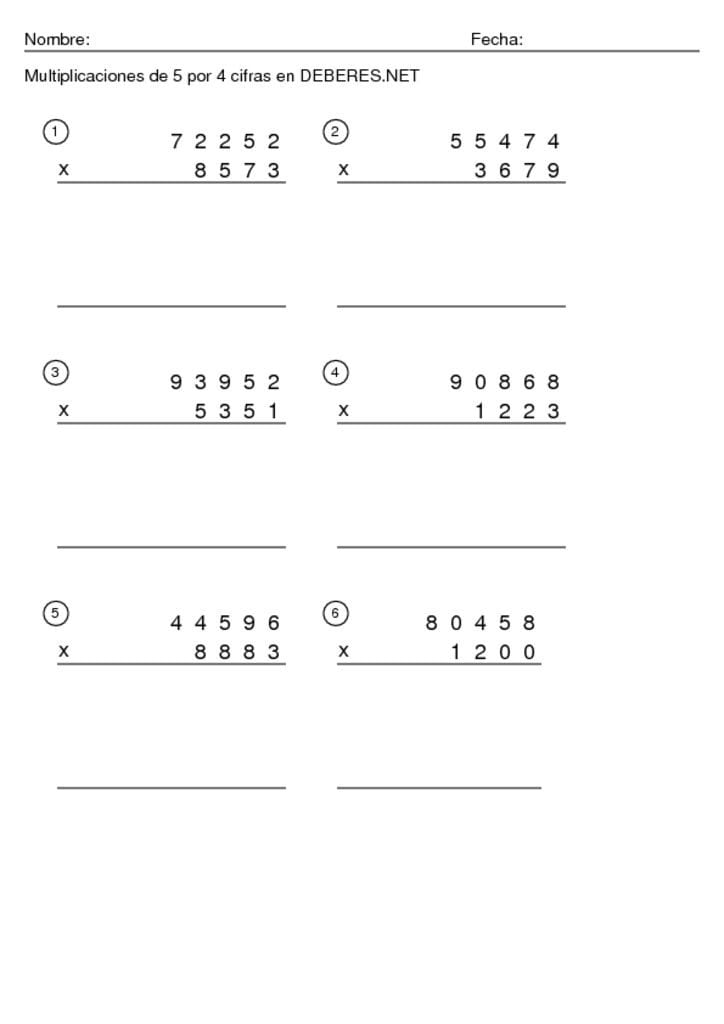 thumbnail of Multiplicaciones de 5 por 4 cifras – 15