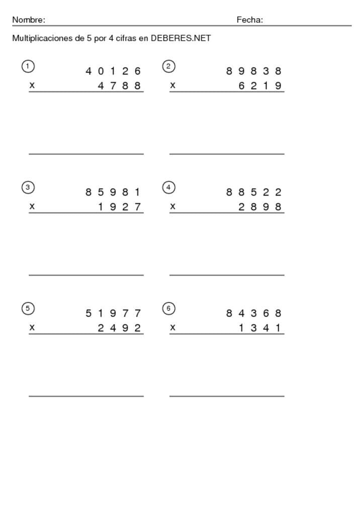thumbnail of Multiplicaciones de 5 por 4 cifras – 17