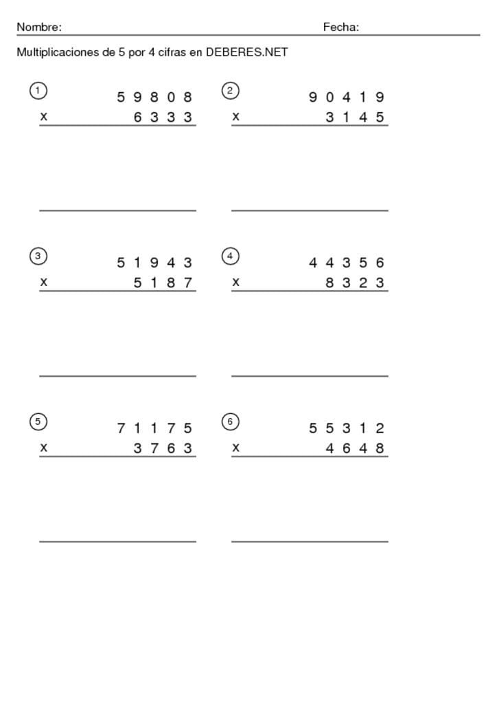thumbnail of Multiplicaciones de 5 por 4 cifras – 19
