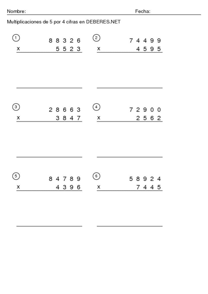 thumbnail of Multiplicaciones de 5 por 4 cifras – 4