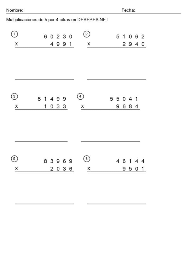 thumbnail of Multiplicaciones de 5 por 4 cifras – 6