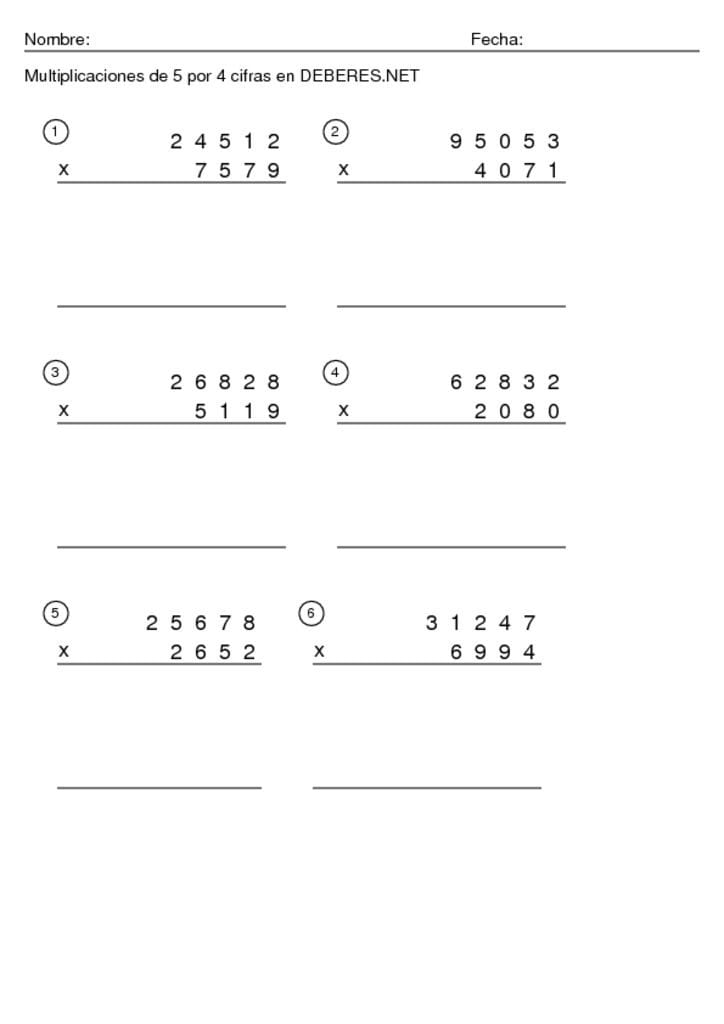 thumbnail of Multiplicaciones de 5 por 4 cifras – 9