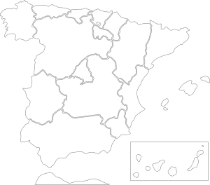 Mapa comunidades autonomas de España para rellenar