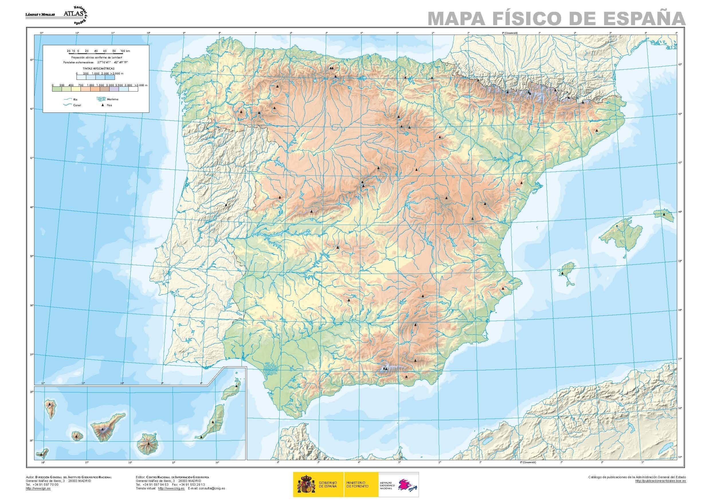Mapa Mudo Fisico De España Para Imprimir | Mapa
