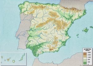 Mapa fisico de España mudo