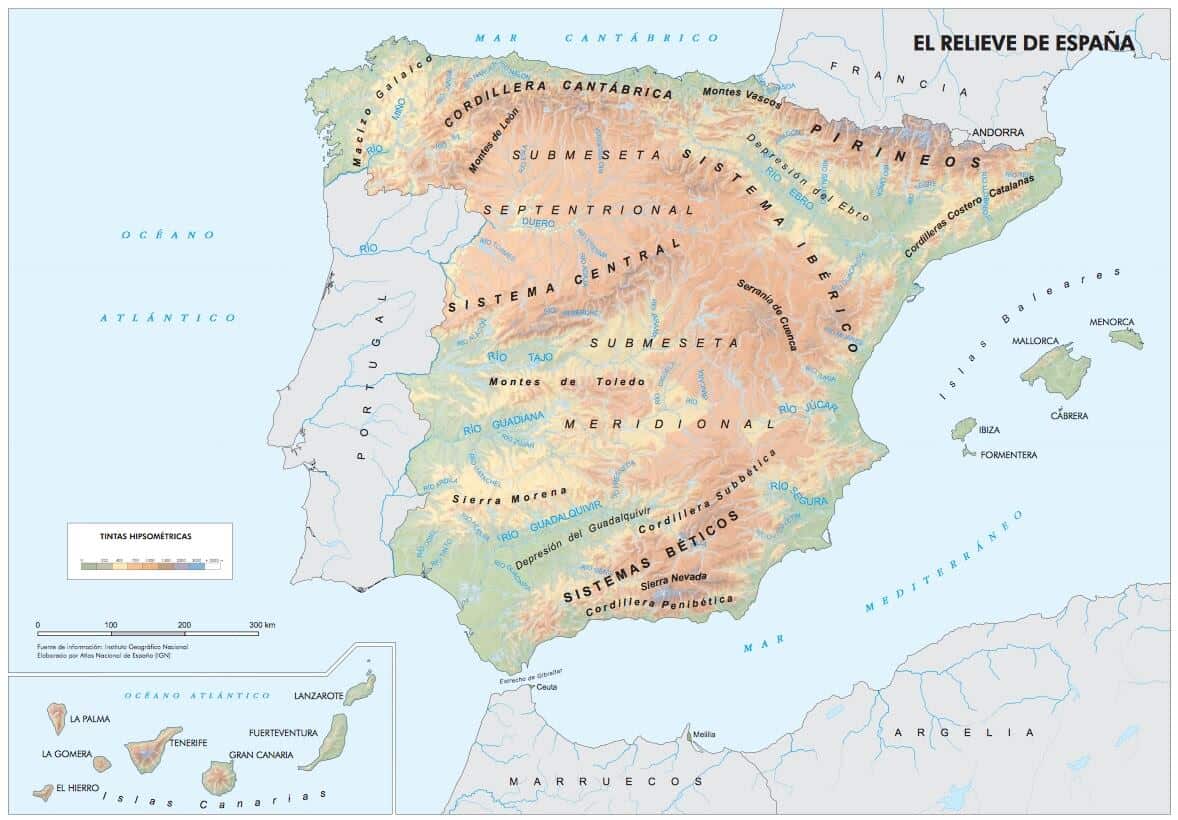 Mapa Fisico Relieve España