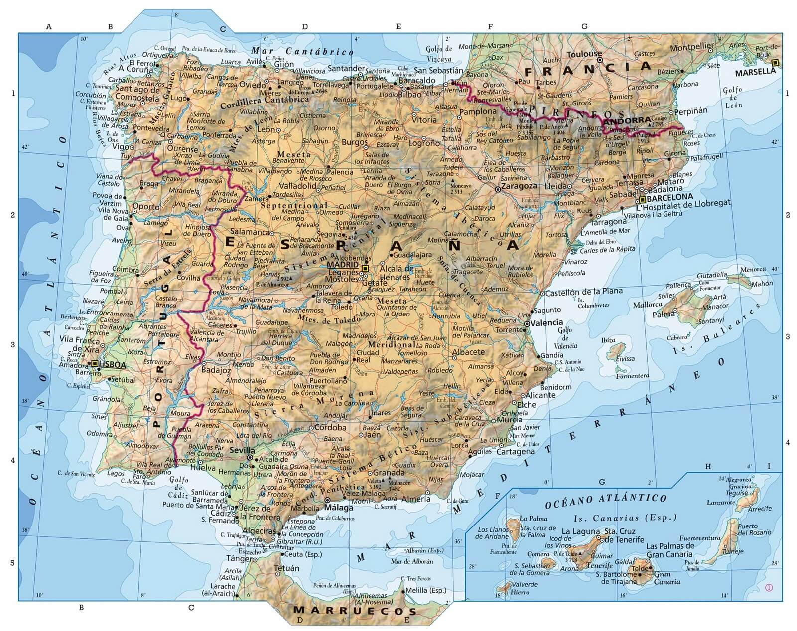Mapa Fisico Y Politico De España