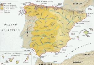 Mapa rios España en color