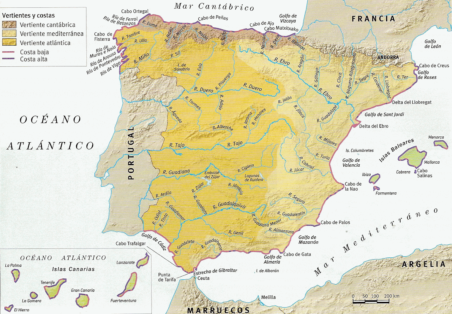 Mapa Rios España En Color