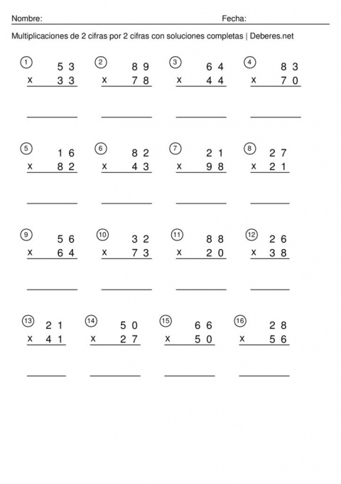 thumbnail of Multiplicaciones de 2 cifras con soluciones completas – Ficha 7